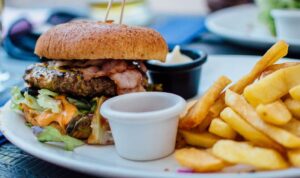 Cheesy Burger With Fried Special Dish Cheesy Burger With Fried Special Dish