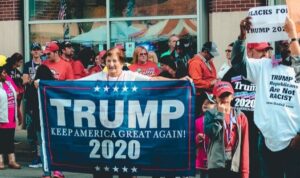 People protesting for keeping America great again