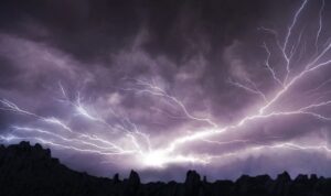 Dramatic footage shows a house collapsing due to a thunderstorm