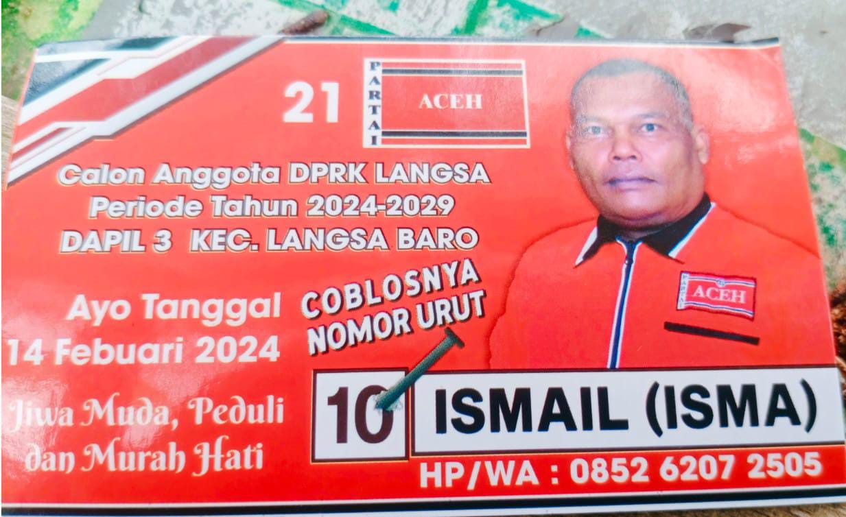 Ismail Calon Anggota DPRK Langsa Dari Partai Aceh (PA ) Siap Beramanah Kepada Masyarakat