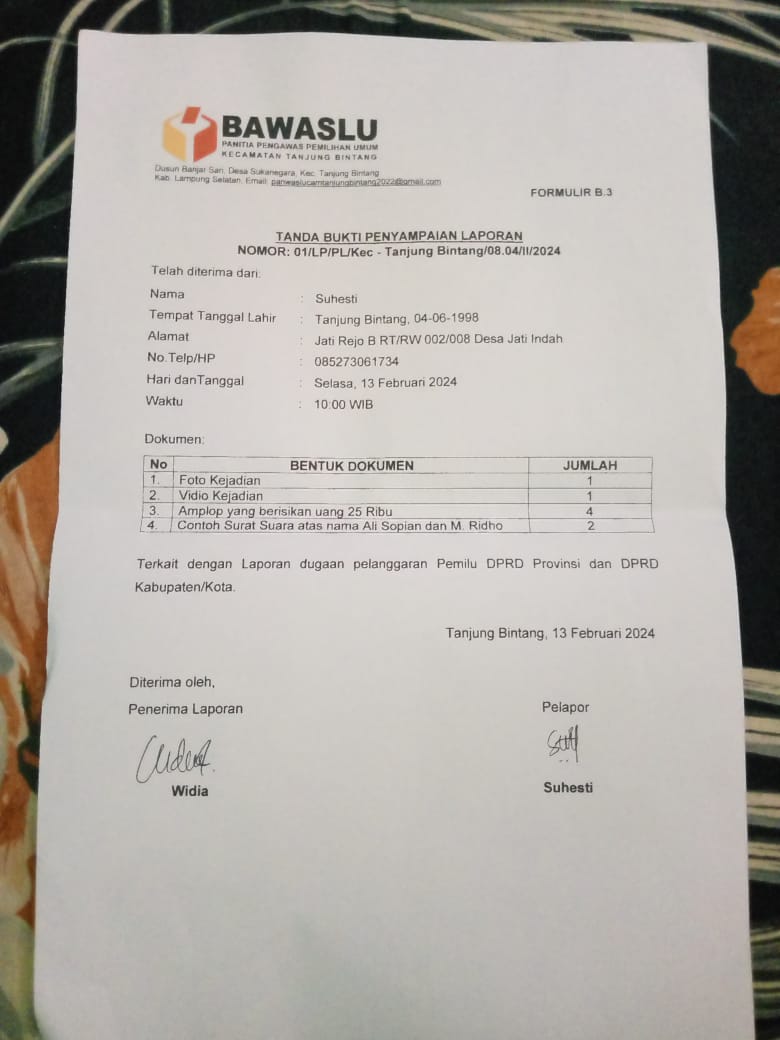 Dugaan Money Politik Kian Ramai Di Tanjung Bintang Lagi lagi Muncul Oknum Caleg Ali Sopian