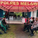 Polres Melawi Bersama TNI, Pol PP, dan Dishub Kabupaten Melawi Melaksanakan Pengamanan Rapat Pleno Hasil Penghitungan Perolehan Suara Pemilu Tahun 2024