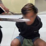 Saat Mau Tawuran Sekelompok Pemuda di Tangkap Polisi Dan 2 Bilah Sajam Sebagi Barang Bukti