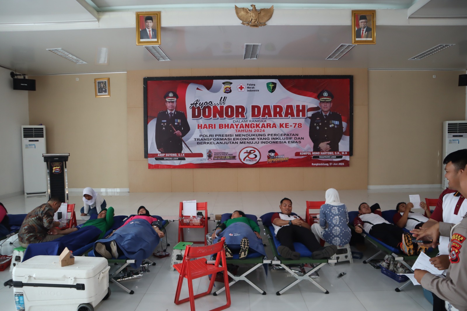 Dalam Rangka HUT Bhayangkara ke-78, Polres Lebak Polda Banten Adakan Giat Donor Darah