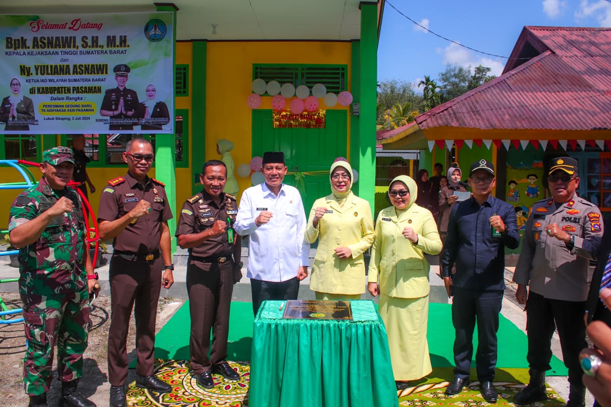Gedung baru TK Adhiyaksa XXXI Diresmikan, Bupati Pasaman Dapat Apresiasi Dari Kajati Sumbar