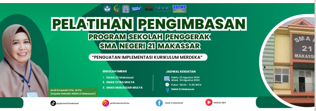 SMA Negeri 21 Makassar Pionir Dalam Mengimplementasikan Kurikulum Merdeka Dengan Semboyan “Berkarakter Hebat, Peduli Berkarakter Pancasila”