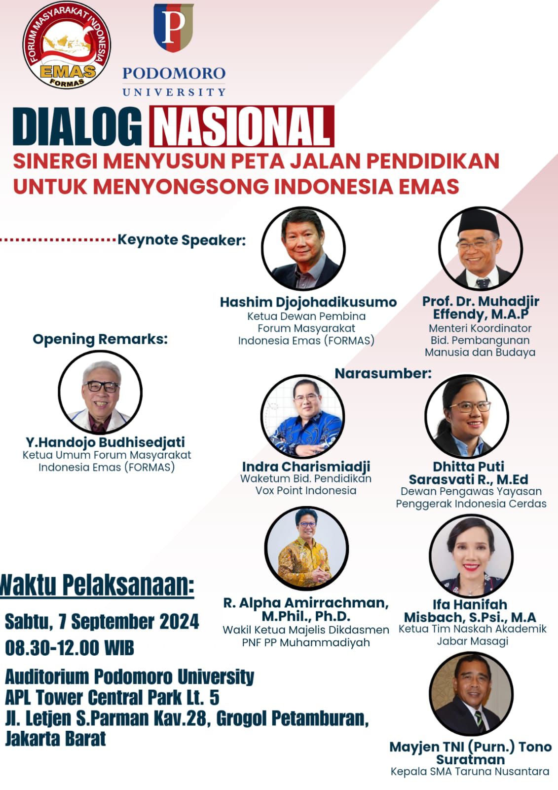 Saksikan lah Formas dan Universitas Podomoro Gelar Dialog Nasional Pendidikan Sambut Indonesia Emas Pada Tanggal 7 September 2024