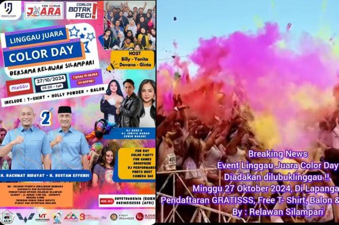 Guna Mendukung Yoppy-Rustam, Relawan Silampari Adakan Acara Bertajuk Color Day dan Akan dibanjiri doorprize menarik.