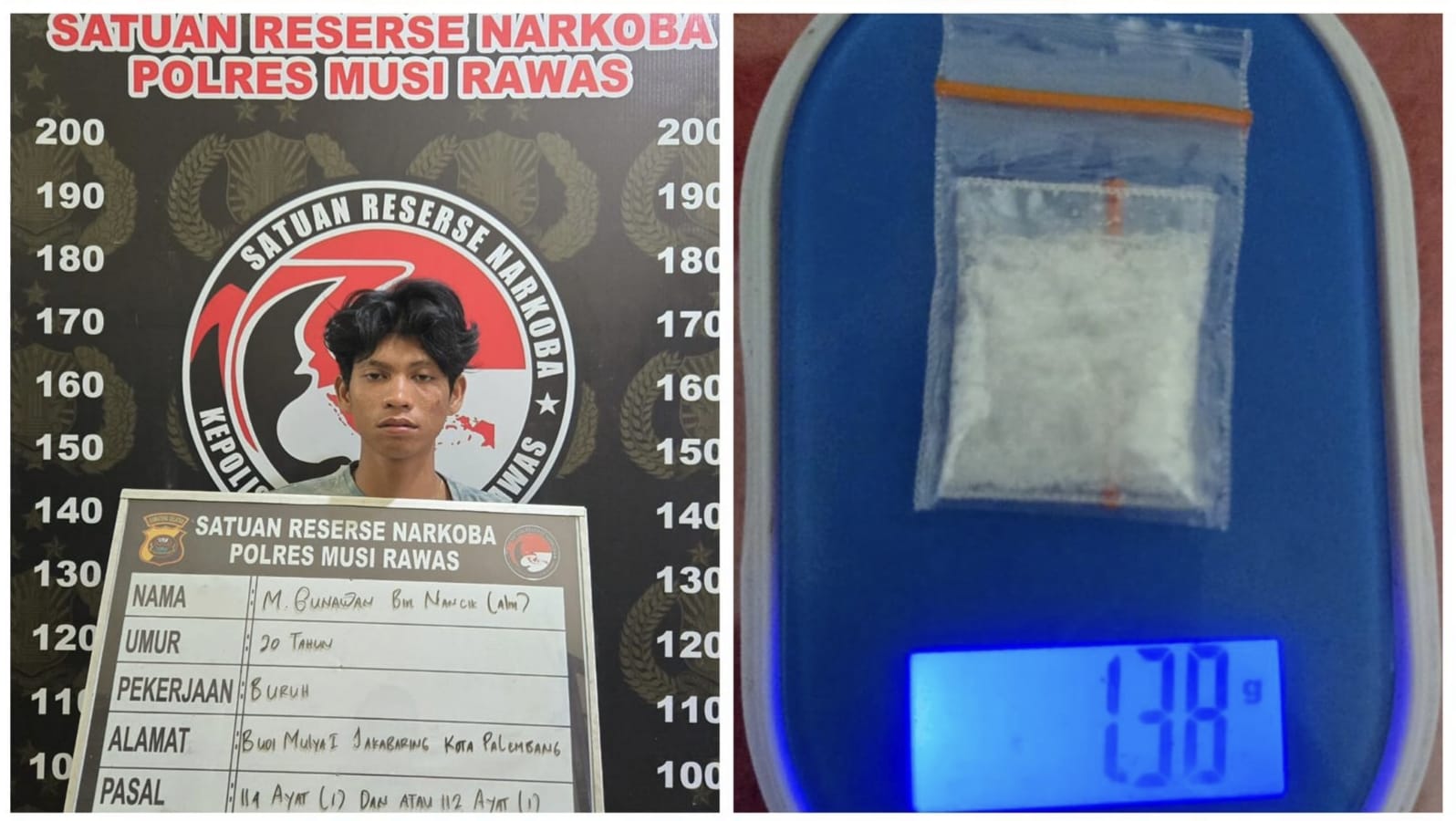 Satresnarkoba Polres Musi Rawas Ringkus “Pemuja Sabu” Asal Palembang 