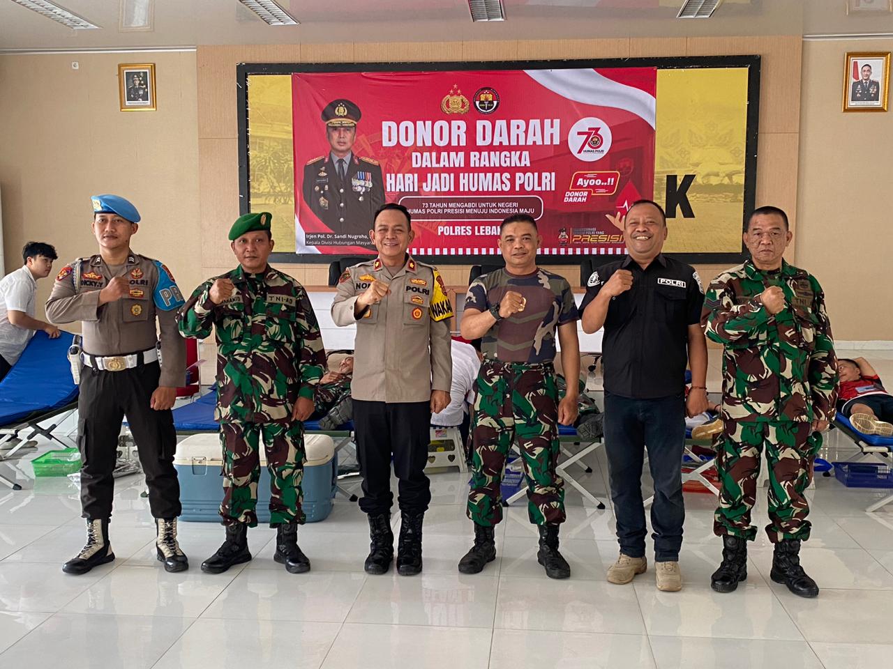Sambut HUT Humas Polri ke-73, Polres Lebak Bersama PMI Lebak Gelar giat Donor Darah di Aula Sanika Satyawada