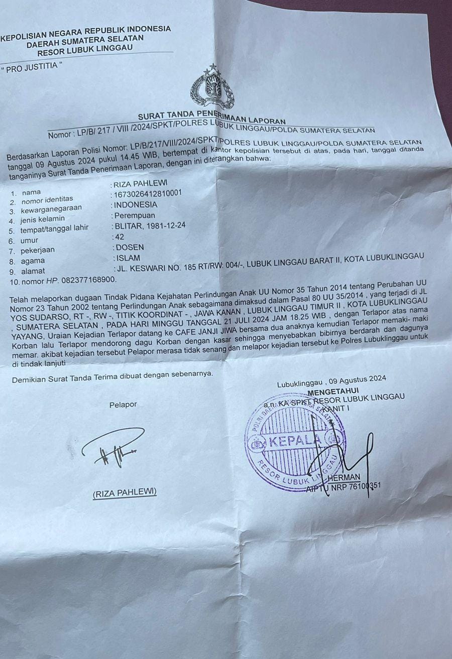 Diduga Istri Pengusaha Dilubuklinggau Menganiaya Anak Dibawah umur Dan Dilaporkan Ke Polres Lubuklinggau.