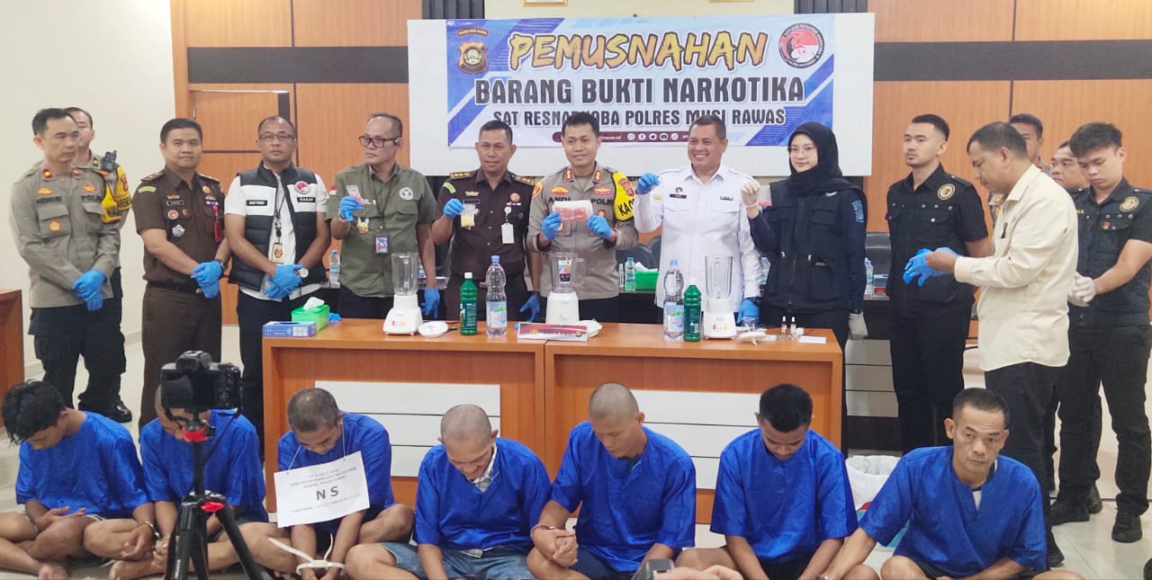 Awal Tahun 2025, Kapolres Musi Rawas Bersama Stakeholders Musnahkan Sabu 420 Gram dan Ekstasi 166 Butir