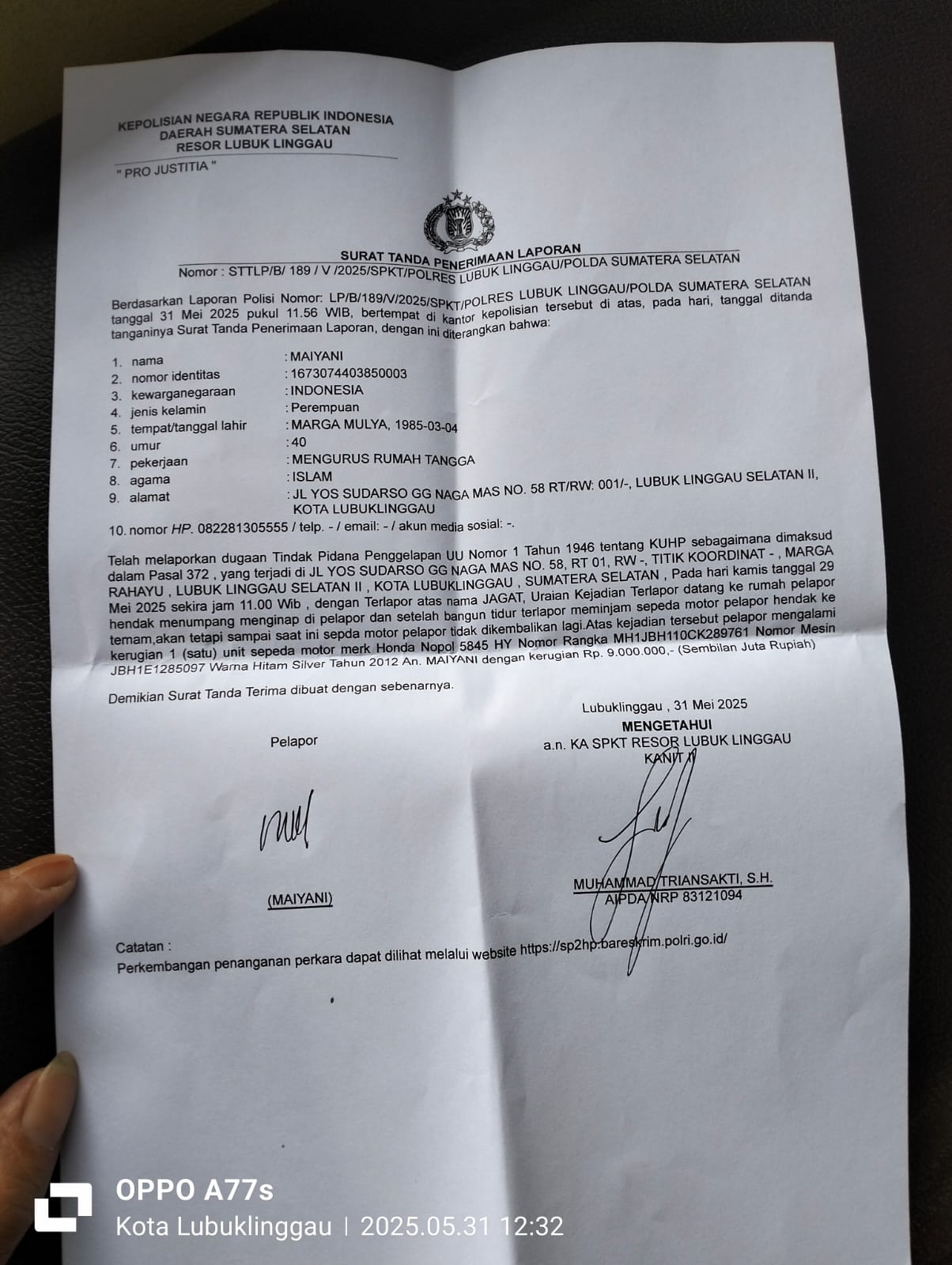 Teman Seprofesi Bawak Kabur Sepeda Motor 