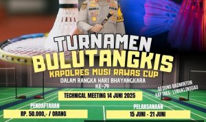 Semangat Sportivitas di Hari Bhayangkara Ke-79, Polres Musi Rawas Gelar Turnamen Bulutangkis Kapolres Musi Rawas Cup