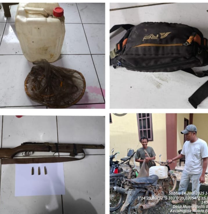 Polres Musi Rawas Amankan Pelaku Kepemilikan Senjata Api Ilegal dan Pencurian Solar di Kawasan HTI