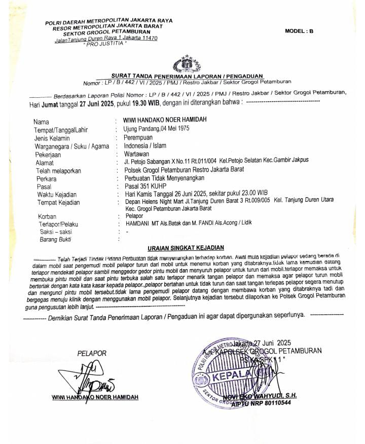 Wartawati Dianiaya Oknum Preman Diduga Imbas Pemberitaan Sebelumnya