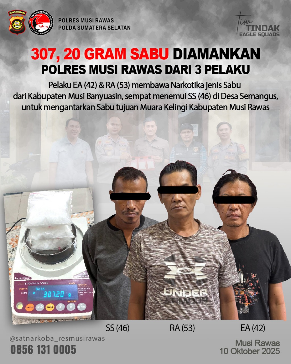 Polres Musi Rawas amankan 307,20 gram narkoba jenis sabu dari Pelaku asal Palembang Polres Musi Rawas amankan 307,20 gram narkoba jenis sabu dari Pelaku asal Palembang