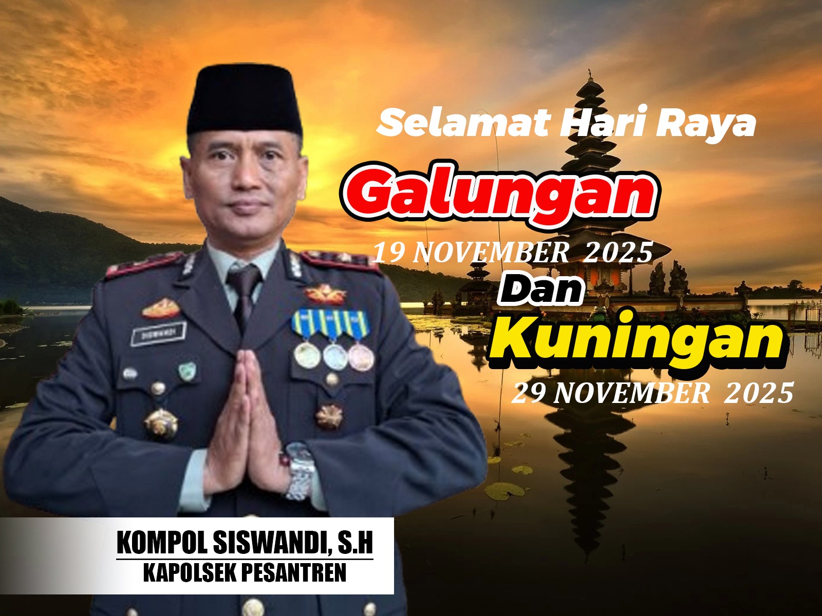 Kapolsek Pesantren Kompol Siswandi : Merangkai Pesan Toleransi di Hari Raya Galungan dan Kuningan