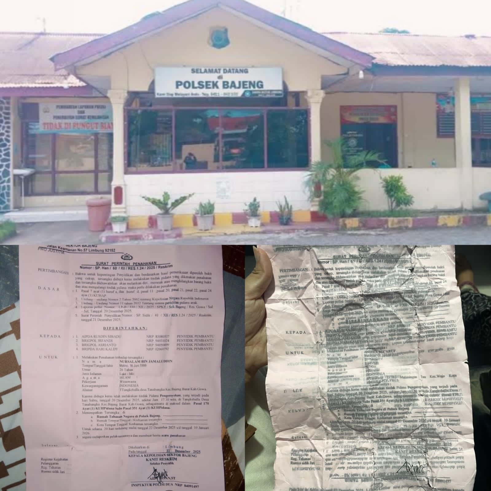 Diduga Tak Melakukan Penyelidikan Awal Usai Menerima Laporan Polsek Bajeng Langsung Mentersangkakan Dan Menahan Dua Lelaki Diduga Pengeroyokan