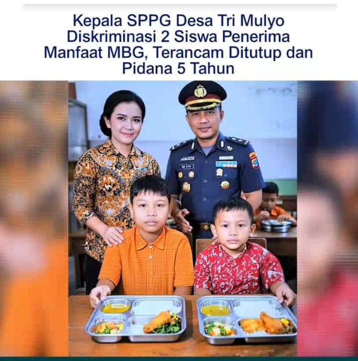 Kepala SPPG Desa Tri Mulyo Diduga Diskriminasi Dua Siswa Penerima MBG