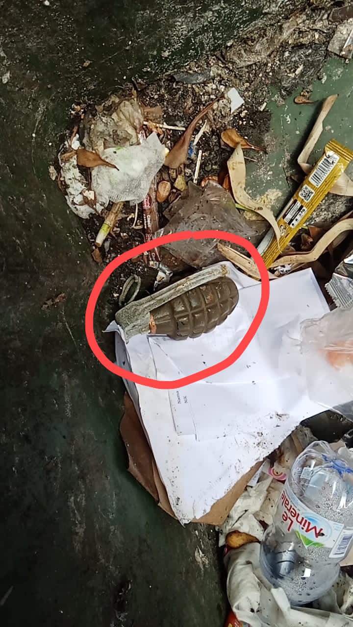 Sebuah benda yang diduga granat ditemukan di halaman belakang Kantor Badan Pertanahan Nasional (BPN) Kota