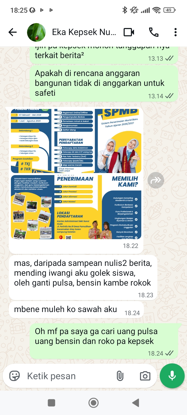 Jawaban Nyeleneh Kepala SMK Nurul Huda saat Ditanya Wartawan Soal Dana APD: Mending Ewangi Aku Golek Siswa, Oleh Uang Bensin, Pulsa, Rokok