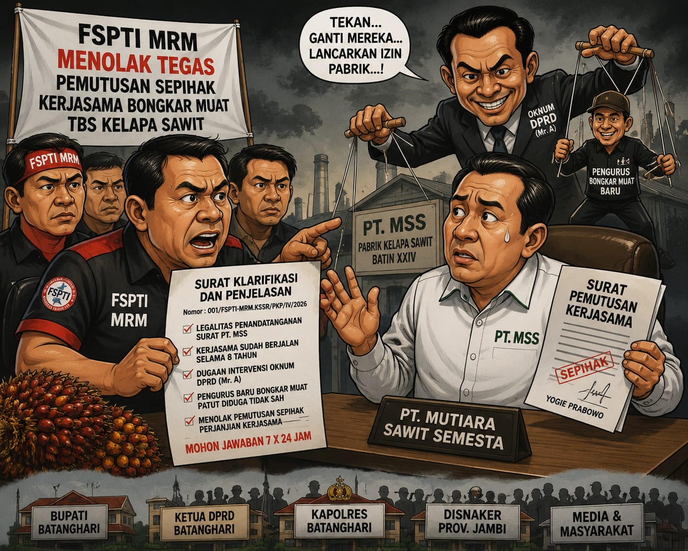 Cawe-cawe Bupati Berujung Pemutusan Kerjasama PT. MSS dengan Sertifikat Buruh FSPTI MRM Cawe-cawe Bupati Berujung Pemutusan Kerjasama PT. MSS dengan Sertifikat Buruh FSPTI MRM