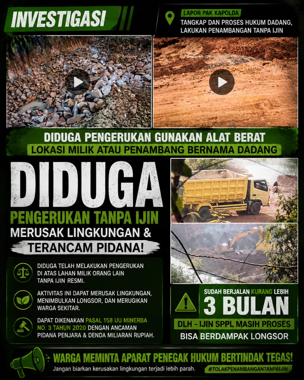 Diduga Dadang Atas Namakan warga Serta Ustad, Padahal Fakta Tanah Urug Banyak yang Dijual dan Tidak Ada Ijin Diduga Dadang Atas Namakan warga Serta Ustad, Padahal Fakta Tanah Urug Banyak yang Dijual dan Tidak Ada Ijin