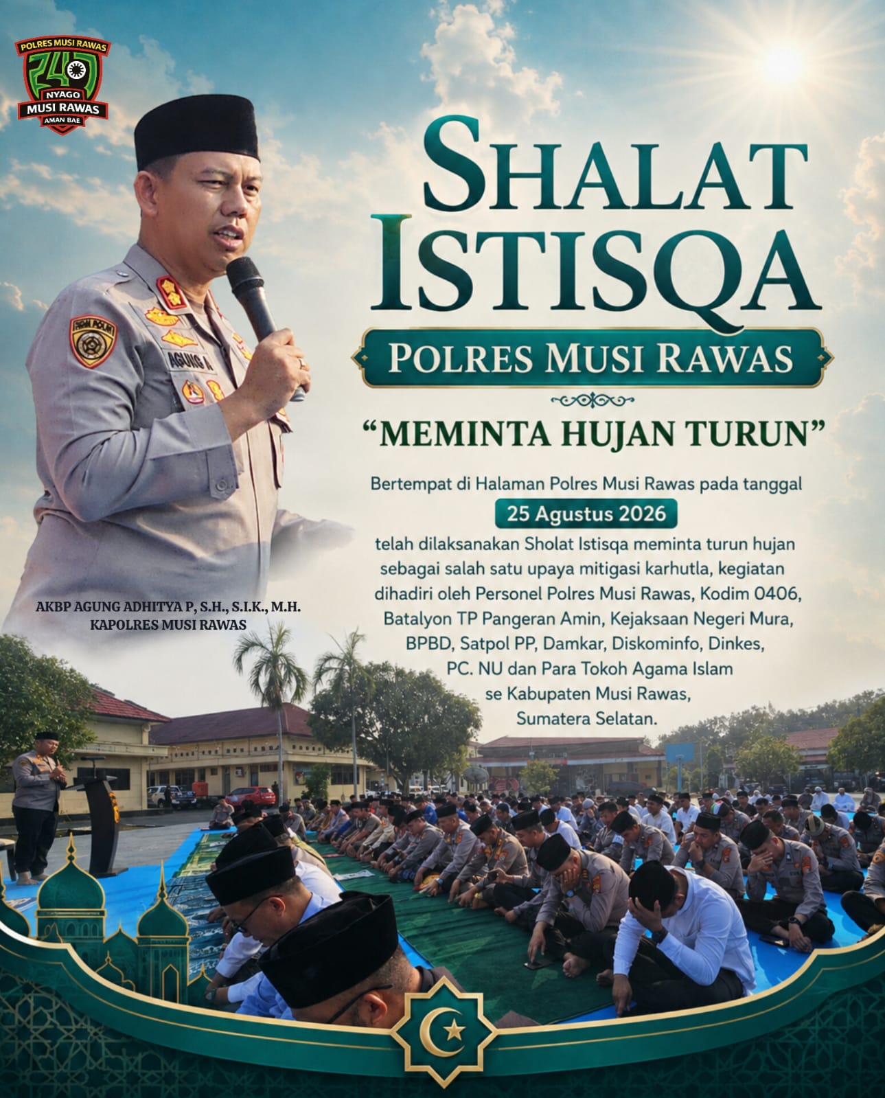 Polres Musi Rawas Gelar Shalat Istiqasah Minta Turun Hujan Polres Musi Rawas Gelar Shalat Istiqasah Minta Turun Hujan