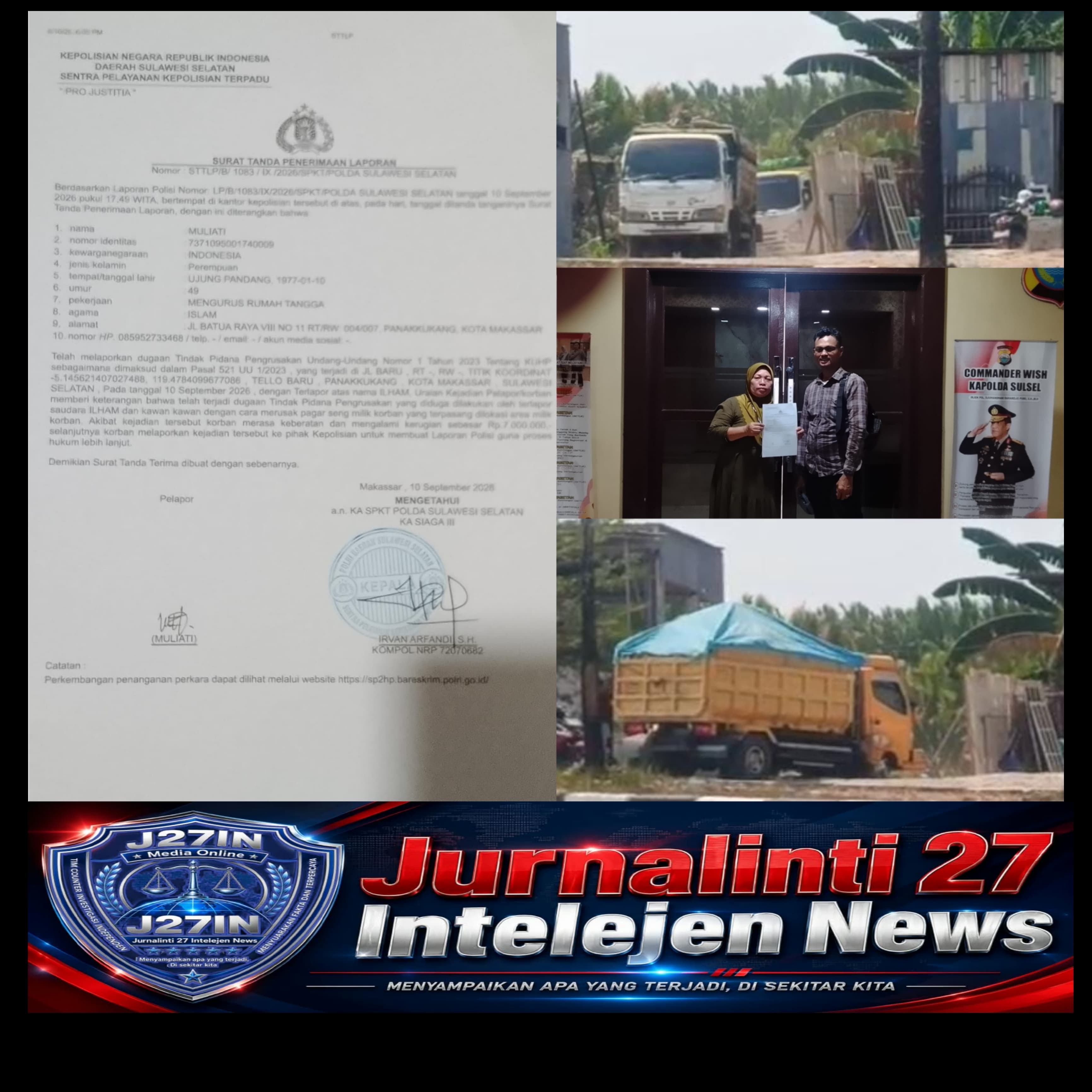 Ahli Waris dan beberapa kerabat Ahli waris pemilik kendaraan yang menjadi korban Adukan Dugaan Pengrusakan Pagar dan Pembakaran Motor ke Polda Sulsel