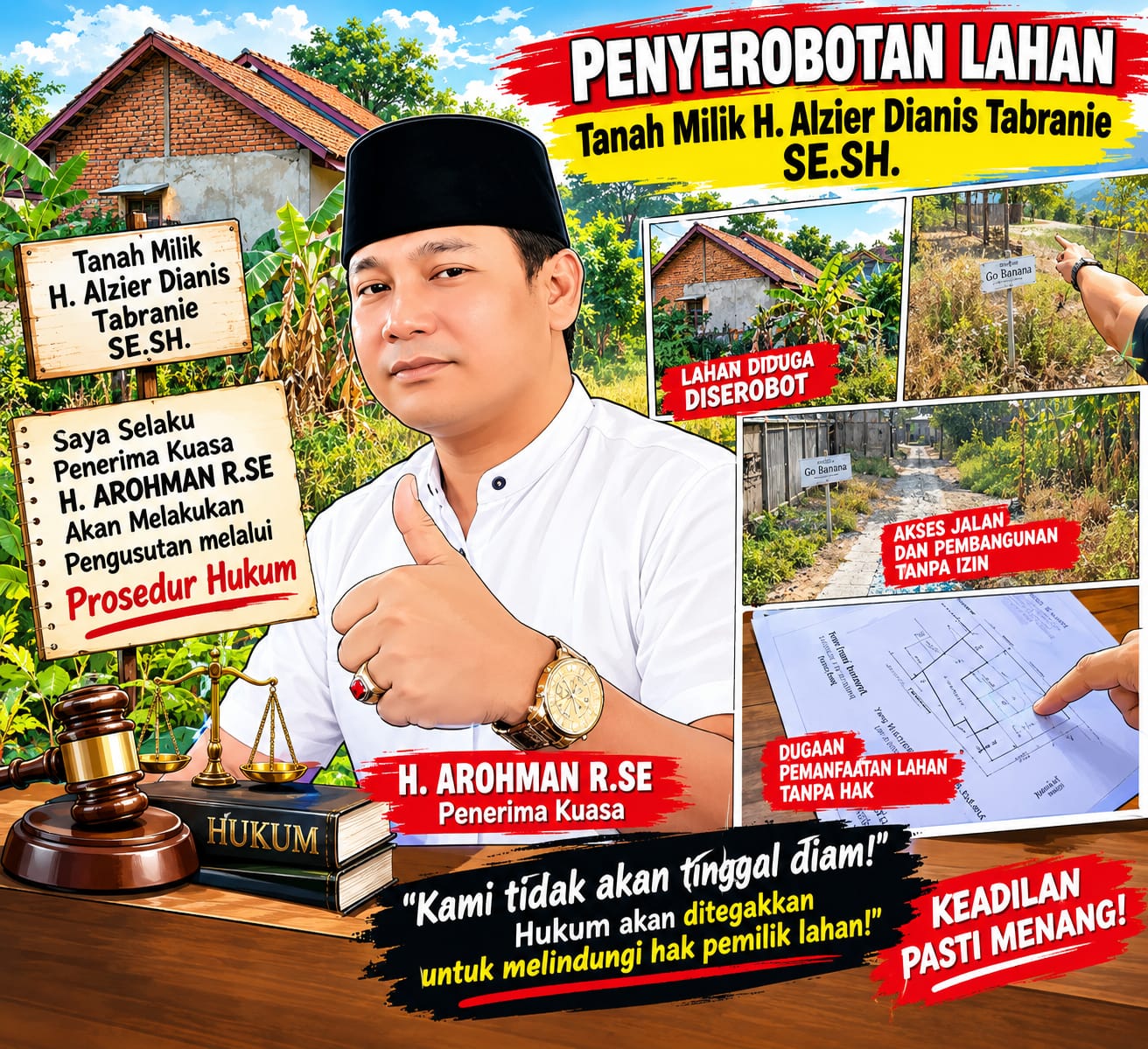 Penyerobotan Lahan Milik Alzier Dianis Tabranie di Dipersoalkan, Sembilan Bangunan Berdiri di Atas Lahan Tanpa Izin Pemilik